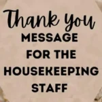 Thank You Message for Housekeeping Staff